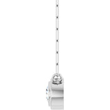 14K Gold Natural White Sapphire Round Bezel-Set Necklace - White Gold - view 3
