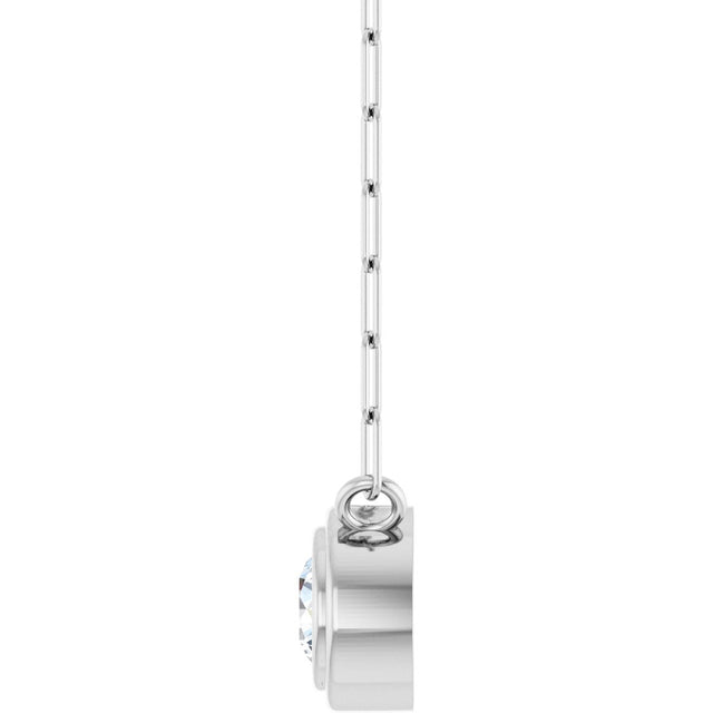 14K Gold Natural White Sapphire Round Bezel-Set Necklace - White Gold - view 3