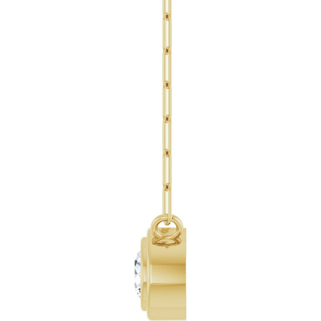 14K Gold Natural White Sapphire Round Bezel-Set Necklace - Yellow Gold - view 3
