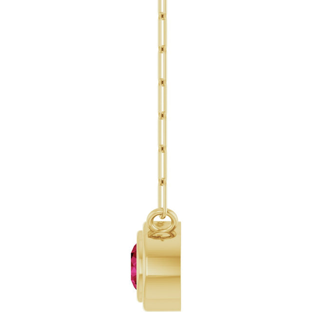 14K Gold Lab-Grown Ruby Round Bezel-Set Necklace - Yellow Gold - view 3