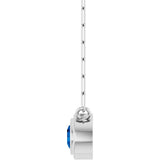 14K Gold Natural Blue Sapphire Round Bezel-Set Necklace - White Gold - view 3
