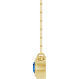 14K Gold Natural Blue Sapphire Round Bezel-Set Necklace - Yellow Gold - view 3