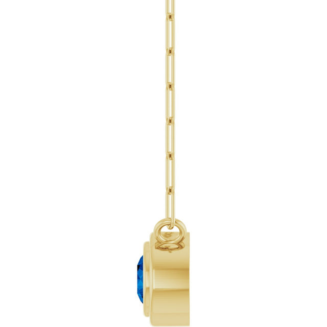 14K Gold Natural Blue Sapphire Round Bezel-Set Necklace - Yellow Gold - view 3