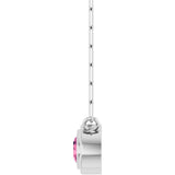14K Gold Natural Pink Tourmaline Round Bezel-Set Necklace - White Gold - view 3