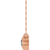 14K Gold Natural Alexandrite Round Bezel-Set Necklace - Rose Gold - view 3