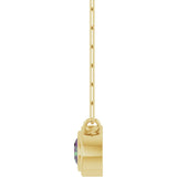 14K Gold Natural Alexandrite Round Bezel-Set Necklace - Yellow Gold - view 3
