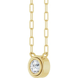 14K Gold Natural White Sapphire Round Bezel-Set Necklace - Yellow Gold - view 2