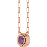 14K Gold Lab-Grown Alexandrite Round Bezel-Set Necklace - Rose Gold - view 2