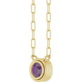 14K Gold Natural Alexandrite Round Bezel-Set Necklace - Yellow Gold - view 2