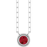 14K Gold Lab-Grown Ruby Round Bezel-Set Necklace - White Gold