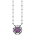 14K Gold Lab-Grown Alexandrite Round Bezel-Set Necklace - White Gold