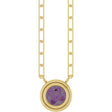 14K Gold Natural Alexandrite Round Bezel-Set Necklace - Yellow Gold