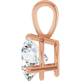 14K Gold Round Lab-Grown Diamond Solitaire Necklace or Pendant - Rose Gold - view 9