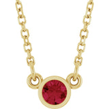 14K Gold Round Lab-Grown Ruby Bezel-Set Solitaire Birthstone Necklace - Yellow Gold - view 7