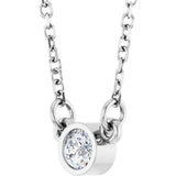 Platinum Round Natural White Sapphire Bezel-Set Solitaire Birthstone Necklace II - view 10