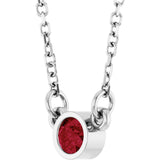 14K Gold Round Lab-Grown Ruby Bezel-Set Solitaire Birthstone Necklace - White Gold - view 8