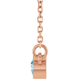 14K Gold Round Natural Sky Blue Topaz Bezel-Set Solitaire Birthstone Necklace - Rose Gold - view 11