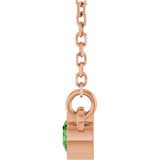 14K Gold Round Natural Green Tourmaline Bezel-Set Solitaire Birthstone Necklace - Rose Gold - view 11
