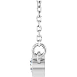Platinum Round Natural White Sapphire Bezel-Set Solitaire Birthstone Necklace II - view 11