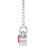 14K Gold Round Lab-Grown Ruby Bezel-Set Solitaire Birthstone Necklace - White Gold - view 9