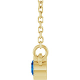 14K Gold Round Natural Blue Sapphire Bezel-Set Solitaire Birthstone Necklace - Yellow Gold - view 9