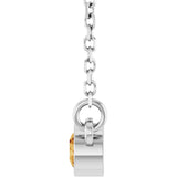 14K Gold Round Natural Citrine Bezel-Set Solitaire Birthstone Necklace II - White Gold - view 9