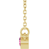 14K Gold Round Natural Pink Tourmaline Bezel-Set Solitaire Birthstone Necklace II - Yellow Gold - view 9