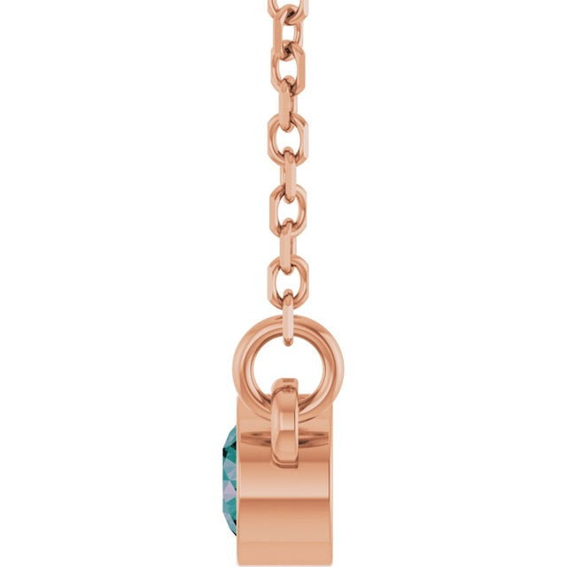 14K Gold Round Lab-Grown Alexandrite Bezel-Set Solitaire Birthstone Necklace - Rose Gold - view 11