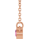 14K Gold Round Natural Pink Tourmaline Bezel-Set Solitaire Birthstone Necklace - Rose Gold - view 11