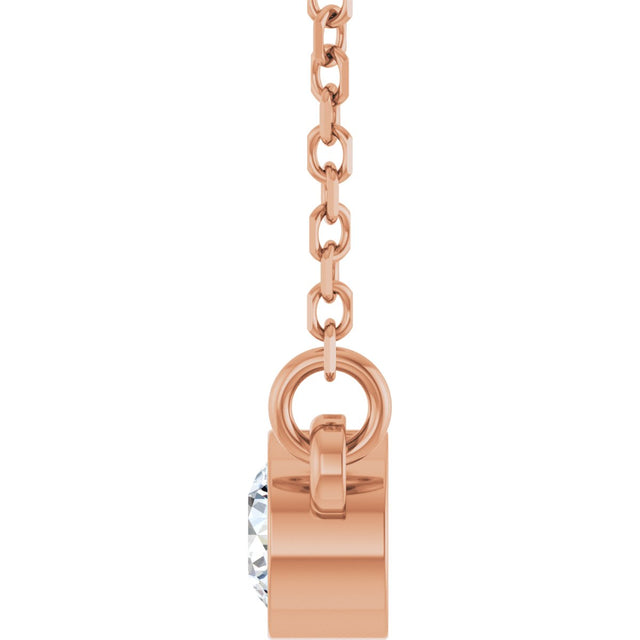 14K Gold Round Lab-Grown Diamond Bezel-Set Solitaire Birthstone Necklace - Rose Gold - view 11