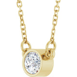14K Gold Round Lab-Grown Moissanite Bezel-Set Solitaire Birthstone Necklace - Yellow Gold - view 8