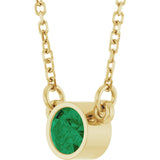 14K Gold Round Lab-Grown Emerald Bezel-Set Solitaire Birthstone Necklace - Yellow Gold - view 8