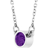 14K Gold Round Natural Amethyst Bezel-Set Solitaire Birthstone Necklace - White Gold - view 8