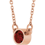 14K Gold Round Natural Mozambique Garnet Bezel-Set Solitaire Birthstone Necklace - Rose Gold - view 10