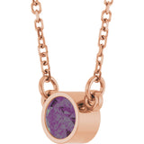 14K Gold Round Lab-Grown Alexandrite Bezel-Set Solitaire Birthstone Necklace II - Rose Gold - view 10