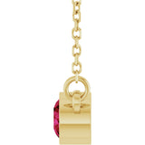 14K Gold Round Natural Ruby Bezel-Set Solitaire Birthstone Necklace II - Yellow Gold - view 9