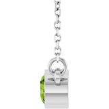 Platinum Round Natural Peridot Bezel-Set Solitaire Birthstone Necklace II - view 11