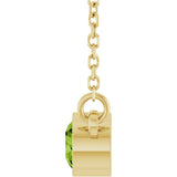 14K Gold Round Natural Peridot Bezel-Set Solitaire Birthstone Necklace - Yellow Gold - view 9