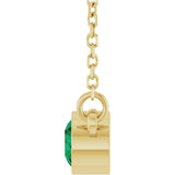 14K Gold Round Lab-Grown Emerald Bezel-Set Solitaire Birthstone Necklace - Yellow Gold - view 9
