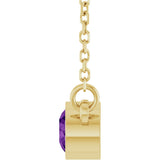 14K Gold Round Natural Amethyst Bezel-Set Solitaire Birthstone Necklace - Yellow Gold - view 9