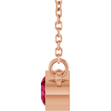 14K Gold Round Lab-Grown Ruby Bezel-Set Solitaire Birthstone Necklace II - Rose Gold - view 11