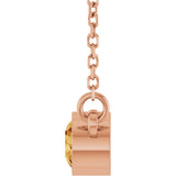 14K Gold Round Natural Citrine Bezel-Set Solitaire Birthstone Necklace - Rose Gold - view 11