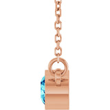 14K Gold Round Natural Blue Zircon Bezel-Set Solitaire Birthstone Necklace - Rose Gold - view 11