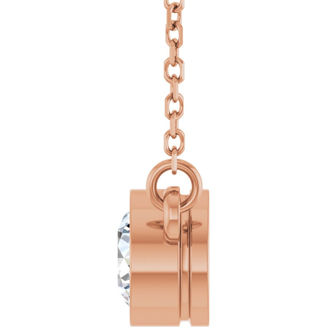 14K Gold Round Lab-Grown Diamond Bezel-Set Solitaire Birthstone Necklace - Rose Gold - view 8