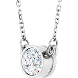 14K Gold Round Lab-Grown Diamond Bezel-Set Solitaire Birthstone Necklace - White Gold - view 9