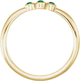 14K Gold Round Natural Emerald Rose-Cut Stackable Ring – 2mm Stones - Yellow Gold - view 4