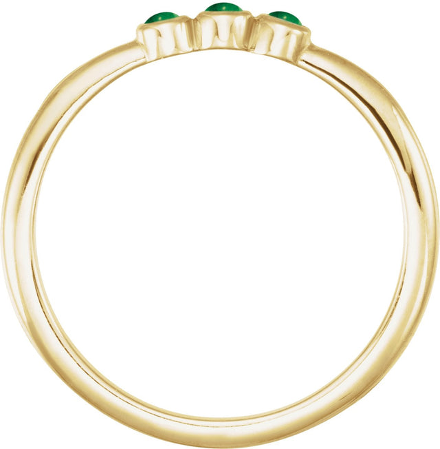 14K Gold Round Natural Emerald Rose-Cut Stackable Ring – 2mm Stones - Yellow Gold - view 4