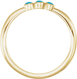 14K Gold Round Natural Turquoise Rose-Cut Stackable Ring – 2mm Stones - Yellow Gold - view 4