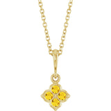 14K Gold Round Lab-Grown Yellow Sapphire Cluster Necklace or Pendant - Yellow Gold