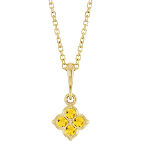 14K Gold Round Lab-Grown Yellow Sapphire Cluster Necklace or Pendant - Yellow Gold